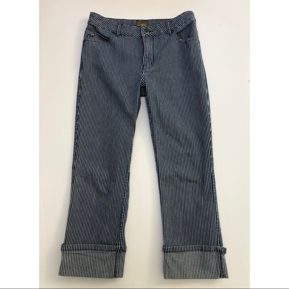Caslon Railroad Stripe Cuffed Capri Pants